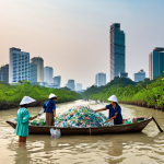 5 air quality levels over a recognizable Thai city skyline (e.g., Bangkok), with IoT sensor icons. A focused Thai environmental researcher, perhaps in a lab coat, interacts with a holographic display, symbolizing the integration of AI and Big Data for predictive analysis and early warning systems. The atmosphere is clean, intelligent, and forward-thinking, emphasizing technology's role in safeguarding Thailand's environment.

**Image Prompt 2: Thai Community Embracing Circular Economy**
A lively and authentic scene depicting a Thai community actively participating in circular economy practices. Various individuals, from young students to elderly villagers, are seen collaborating to sort and collect recyclables (plastic bottles, glass, paper) at a designated, clean community recycling hub. In the background, there are hints of traditional Thai architecture or a restored natural landscape, such as a flourishing mangrove forest or a clean waterway. The image should convey a sense of shared responsibility, local pride, and sustainable living, illustrating the practical application of reuse, reduce, and recycle principles within a vibrant Thai cultural setting.