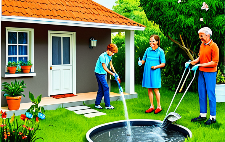 Water Conservation at Home**

"A family-friendly illustration showing a house with several water conservation activities: someone turning off the tap while brushing teeth, using a watering can for plants, and collecting rainwater. Fully clothed people, modest attire. Bright, cheerful colors. Safe for work, appropriate content, perfect anatomy, natural proportions, professional illustration."

**