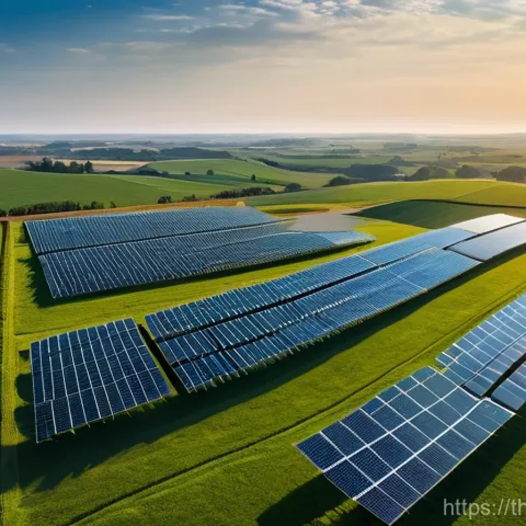 환경 기술 혁신 - **Prompt:** A breathtaking, expansive landscape showcasing the future of clean energy. In the foregr...