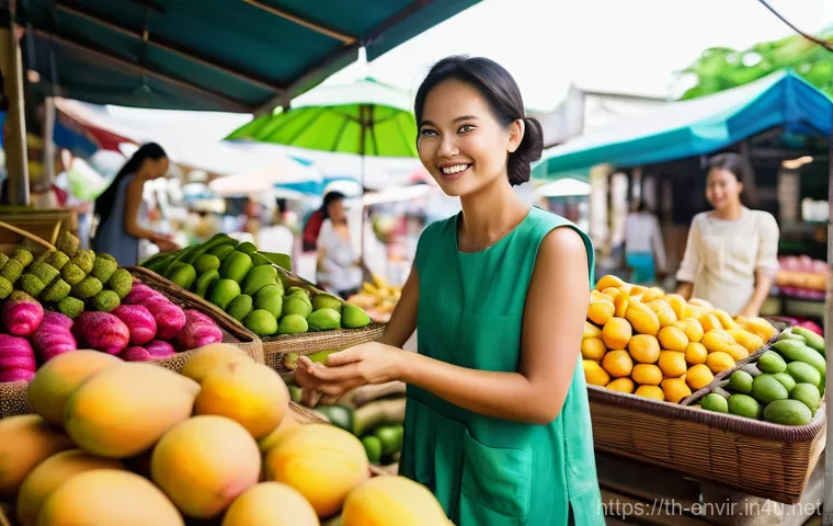 친환경 기업의 경영 전략 - **Prompt 1: Mindful Shopping at a Thai Eco-Market**
    "A vibrant, sunlit image of a diverse group ...