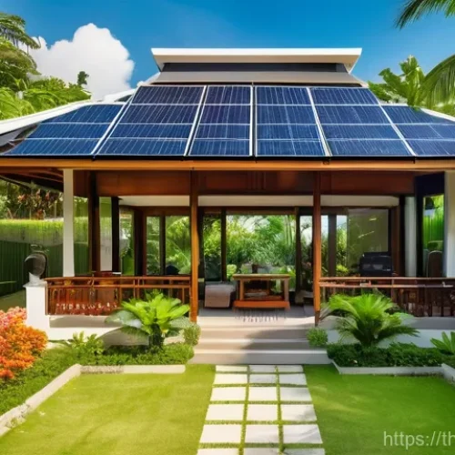 기후 변화와 글로벌 경제 - **Prompt 1: Modern Thai Home with Solar Rooftop**
    "A vibrant, sunny daytime scene of a modern, t...