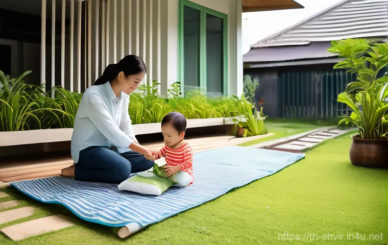 전 세계 환경 협약 - **A hopeful scene depicting a modern Thai family actively engaged in sustainable living within their...